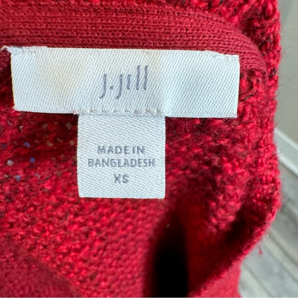 J. Jill V-Neck Long Sleeve Marled Red Sweater Alpaca - XS  Oversized - Picture 5 of 7
